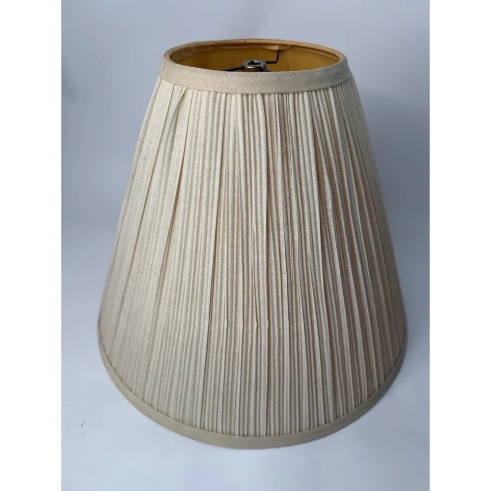 Vintage Ivory Pleated Fabric Large Lamp Shade 12x16